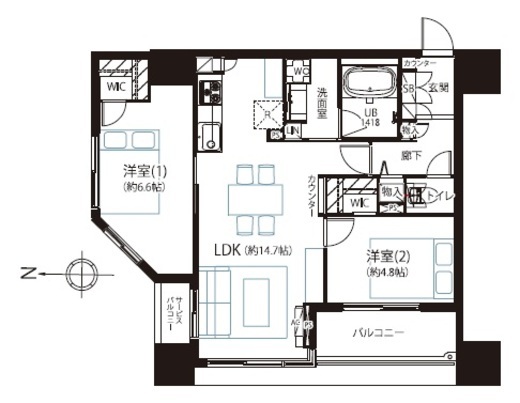 シティインデックス王子 14階 間取り図
