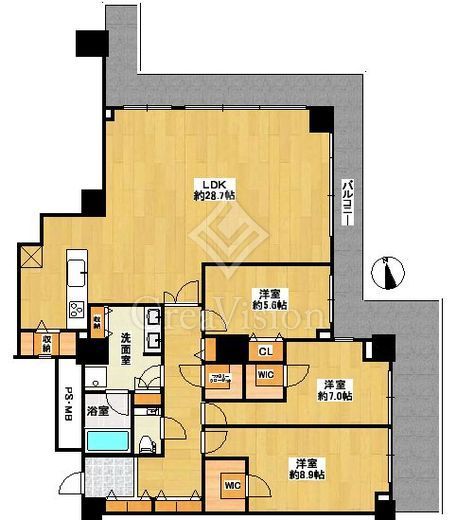 Wコンフォートタワーズ WEST 44階 間取り図