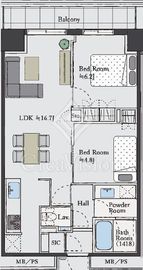 ザ・パークハウス新宿タワー 14階 間取り図