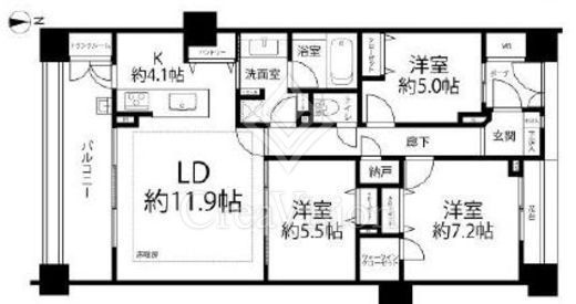 世田谷アインス美しの杜 3階 間取り図