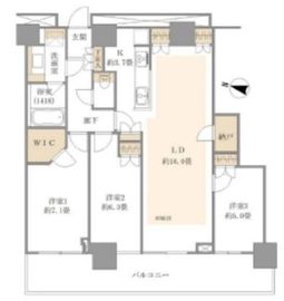 リエトコート武蔵小杉 ザ・クラッシィタワー 30階 間取り図