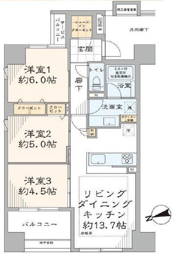 エミネンス高輪台 3階 間取り図