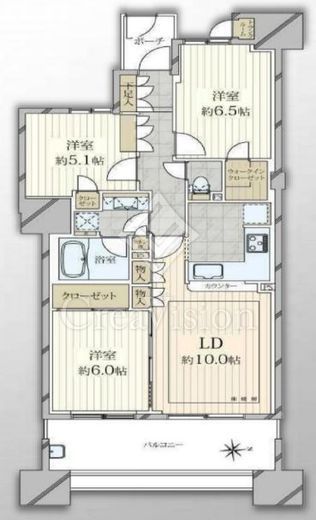 プライヴブルー東京 15階 間取り図