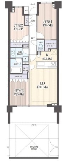 エミネンス高輪台 1階 間取り図