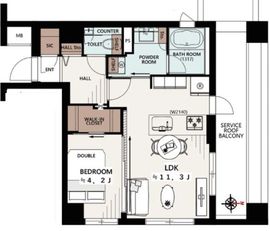 パークハウス市谷二十騎町 3階 間取り図