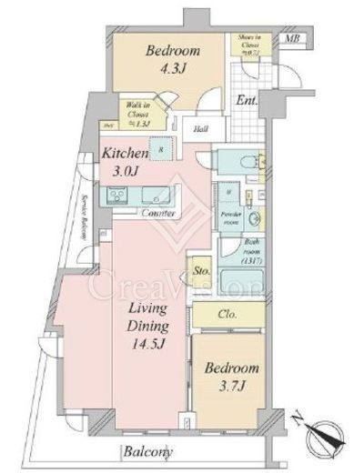 デュフレ渋谷本町 2階 間取り図