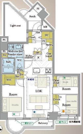 朝日マンション駒場 2階 間取り図