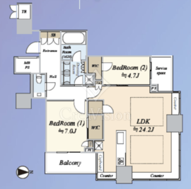 パークタワーグランスカイ 4階 間取り図