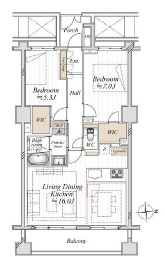 ディアナコート恵比寿 8階 間取り図