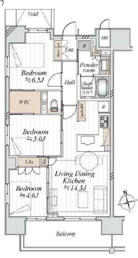 レーベンリヴァーレ浅草エヴァープライド 5階 間取り図
