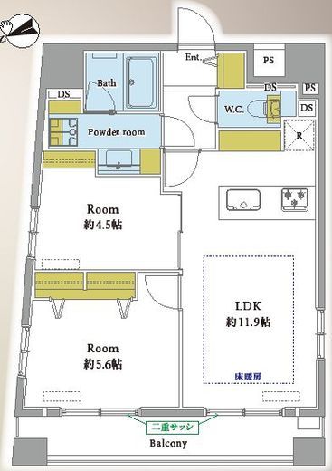 スカイコート蔵前 11階 間取り図