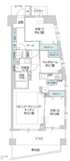 ガーラ・ヴィスタ日本橋浜町 1階 間取り図