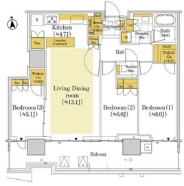 カッシア目黒 33階 間取り図