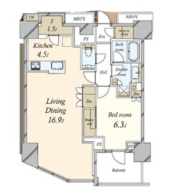 ブリリアタワー代々木公園クラッシー 13階 間取り図