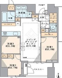 ザ・レジデンス三田 8階 間取り図