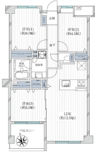 カナーリス月島 3階 間取り図