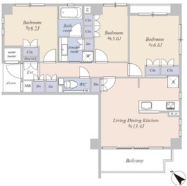 ジェイパーク二子玉川園フレリーヴ 2階 間取り図