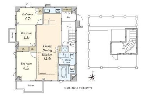 松原フラット 3階 間取り図