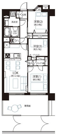 エスティメゾン豊洲レジデンス 1階 間取り図
