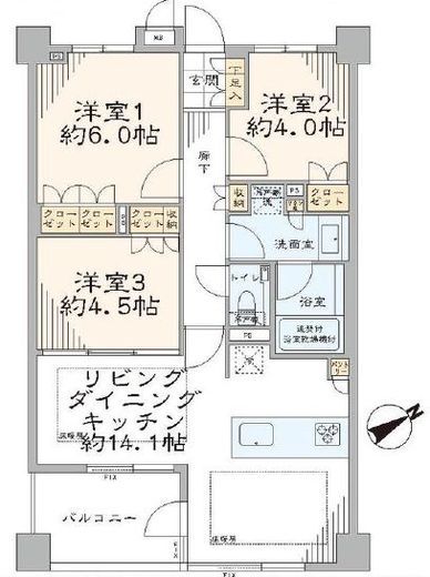 プレシス市谷台町坂 3階 間取り図
