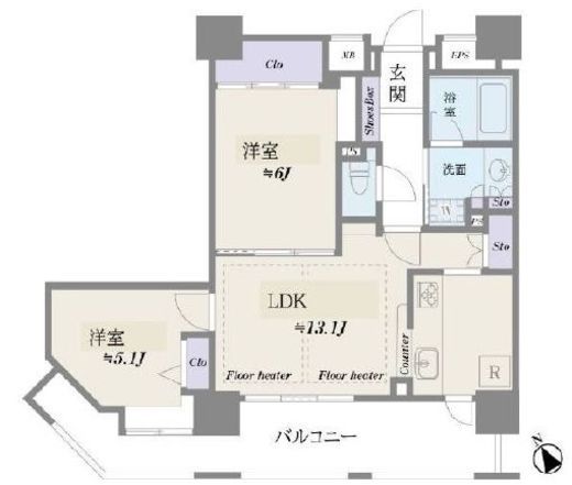 ヴィルヌーブタワー駒沢 18階 間取り図