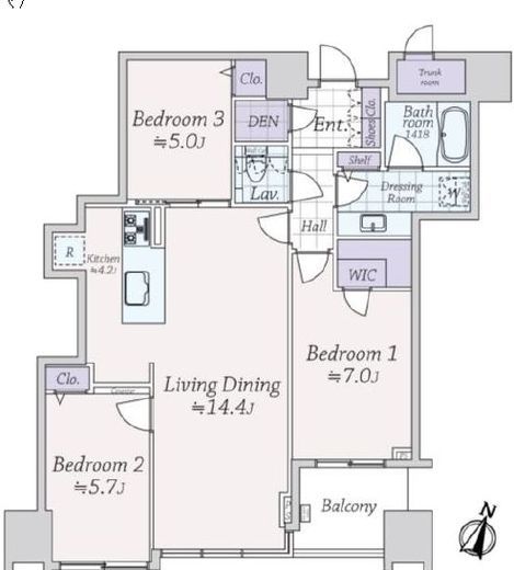 大崎ウエストシティタワーズ イースト 23階 間取り図