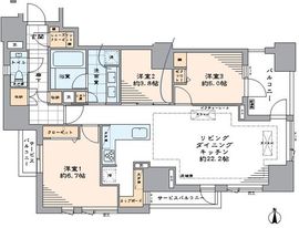 サンウッド広尾 9階 間取り図