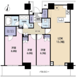 リエトコート武蔵小杉 ザ・クラッシィタワー 45階 間取り図