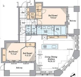 芝浦アイランド ケープタワー 46階 間取り図