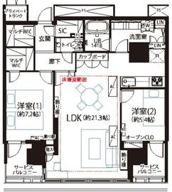 ワールドシティタワーズ アクアタワー 21階 間取り図