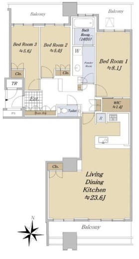 ワールドシティタワーズ アクアタワー 4階 間取り図