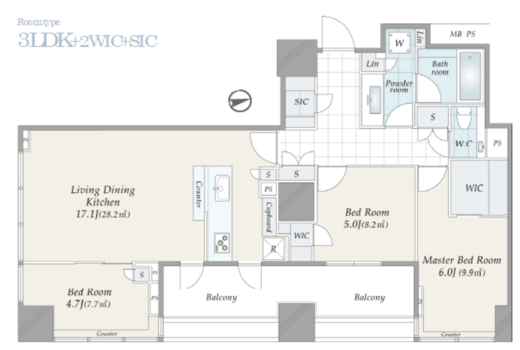 クラッシィタワー新宿御苑 24階 間取り図