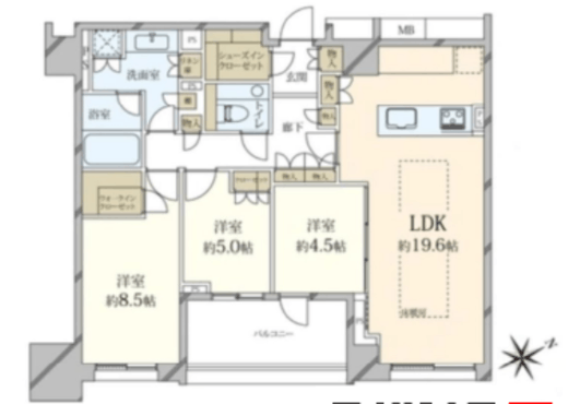 ラスパシオ三軒茶屋 13階 間取り図