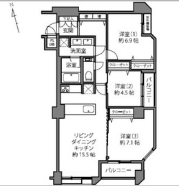代々木ロイヤルマンション 3階 間取り図