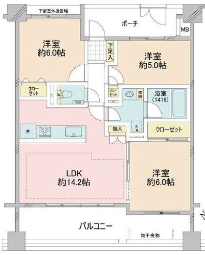 クレッセント武蔵小杉グランデイズ壱番館 4階 間取り図
