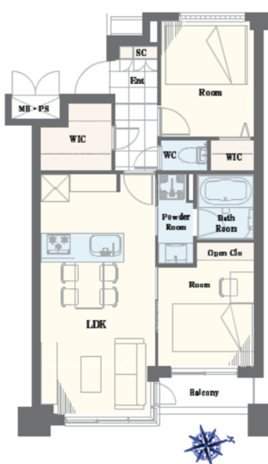 ライオンズマンション広尾南 5階 間取り図