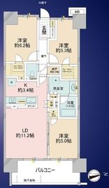 オーベルグランディオ品川勝島 4階 間取り図