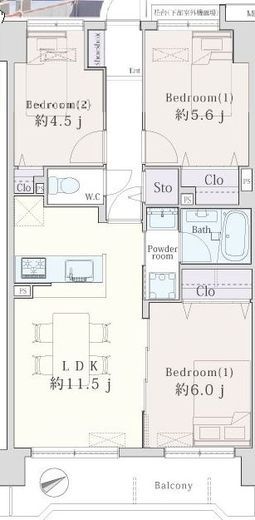 ルピナス多摩川 6階 間取り図