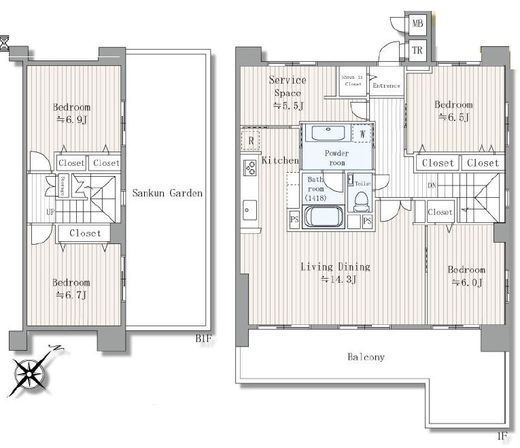 クレッセント蒲田東Ⅱ 1階 間取り図