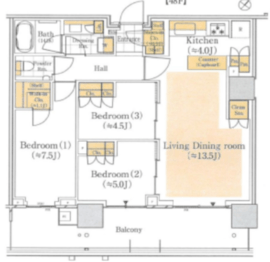 HARUMI FLAG SUN VILLAGE T棟 (晴海フラッグ サンヴィレッジ T棟) 48階 間取り図