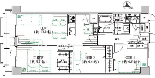 サンビューハイツ渋谷 2階 間取り図