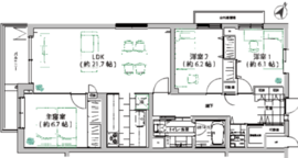 ペアシティ花房山 3階 間取り図