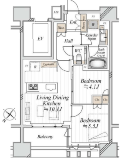 プレミスト東銀座築地エッジコート 3階 間取り図