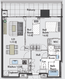 HARUMI FLAG PARK VILLAGE T棟 (晴海フラッグ パークヴィレッジ T棟) 17階 間取り図