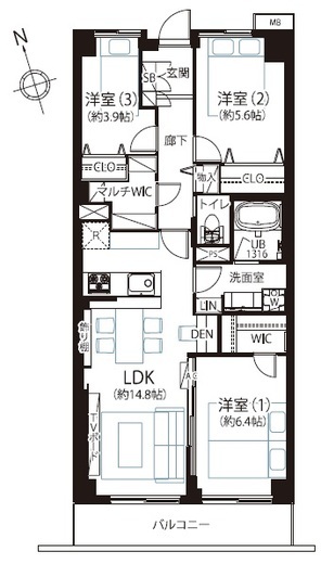 蒲田グリーンパーク 14階 間取り図