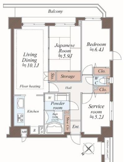 スカール築地 2階 間取り図