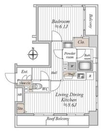 プレールドゥーク新宿御苑 13階 間取り図