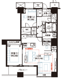 ザ・東京タワーズ シータワー 47階 間取り図