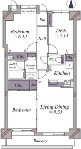 ライオンズマンション町屋第3 2階 間取り図