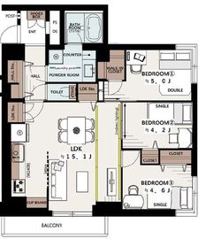 赤坂アーバンライフ 3階 間取り図
